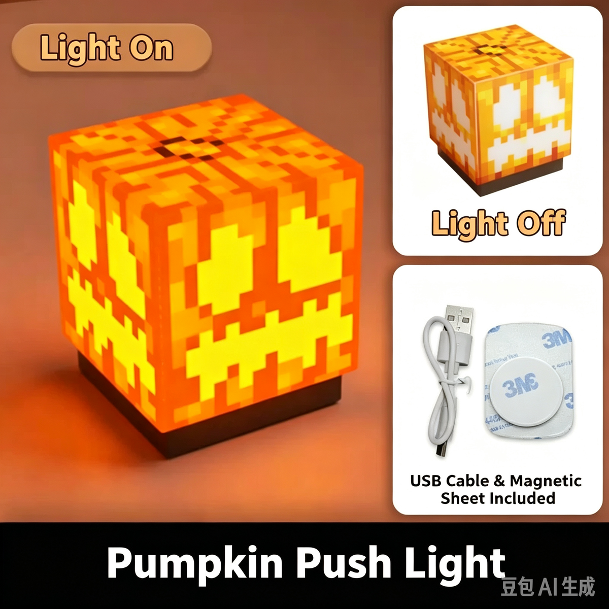Rechargeable Magnetic Pixel Mining Block LED Night Light