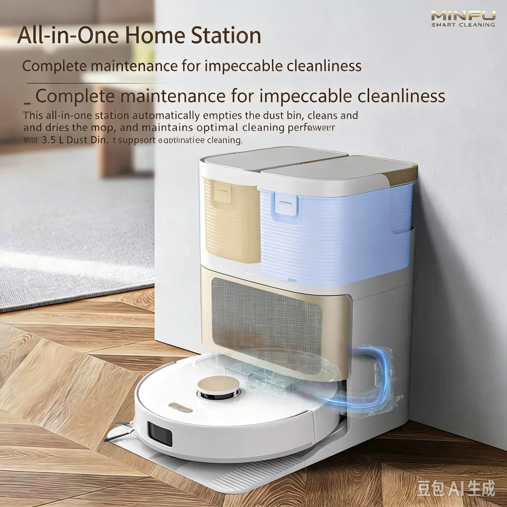 Minfu W300 Robot Vacuum and Mop, LDS Laser Navigation, Auto Empty & Mop Drying Station, 3-in-1 Sweep Vacuum Mop Robot for Home Hard Floors & Carpets