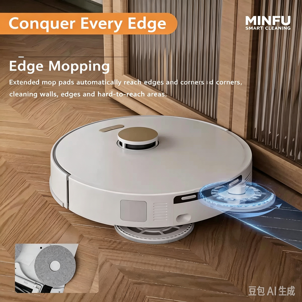 Minfu W300 Robot Vacuum and Mop, LDS Laser Navigation, Auto Empty & Mop Drying Station, 3-in-1 Sweep Vacuum Mop Robot for Home Hard Floors & Carpets