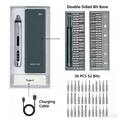 36 in 1 Rechargeable Electric Screwdriver Kit, Precision Power Tool Set with S2 Bits