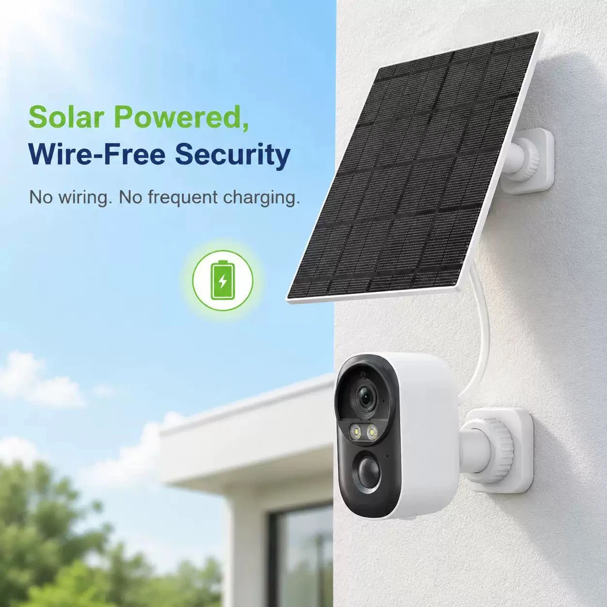 New Outdoor Solar Low-Power WiFi Security Camera, Built-in Battery, 4MP Spotlight & Infrared Surveillance Cam
