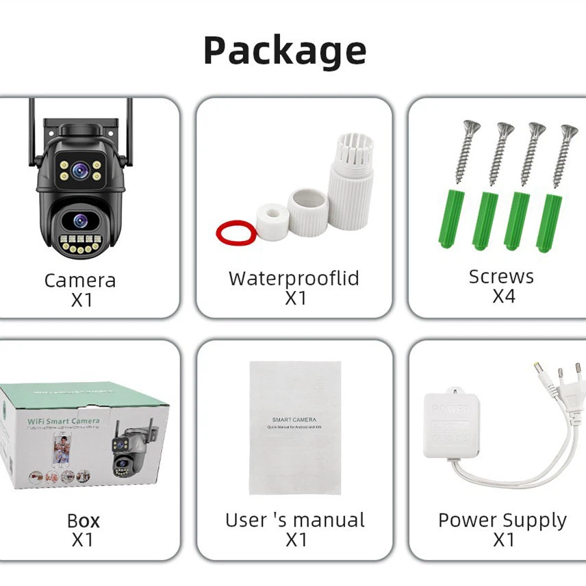 8MP Dual‑Lens WiFi PTZ Security Camera, Outdoor IP66 Waterproof, 4K Ultra HD, icsee App Remote View, Cloud & Local Storage