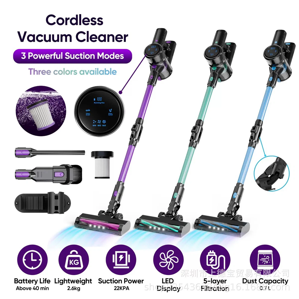 200W Brushless Cordless Stick Vacuum Cleaner, Vacuum & Mop 2-in-1, Powerful Suction, Handheld Multi-purpose Cleaner for Home Floors, Carpet, Mattress & Pet Hair