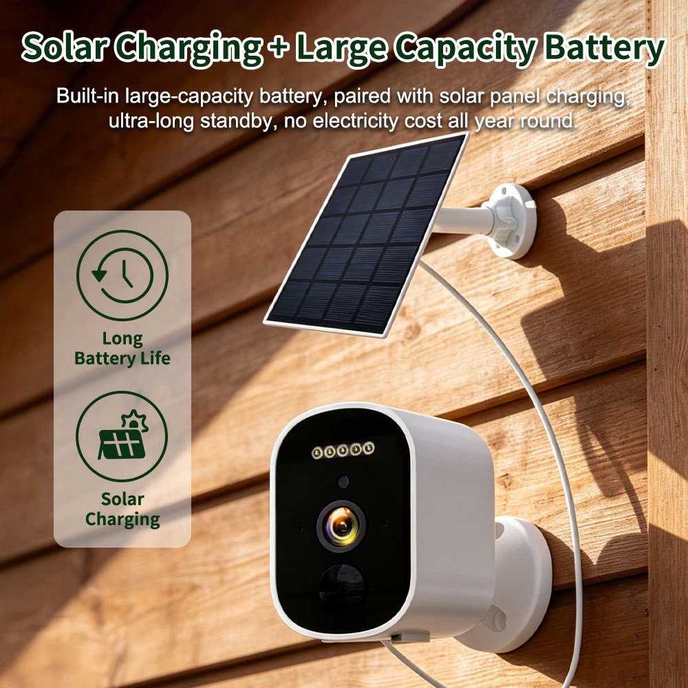 Solar Powered Ultra‑Low Power WiFi Security Camera, Outdoor Wire‑Free Battery Camera, Full‑Color Night Vision, Tuya Smart & Hopeway App Remote View, Human Motion Detection