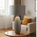 Modern Fluted Ceramic Table Lamp, Minimalist Decor Nightstand Lamp for Home & Hotel