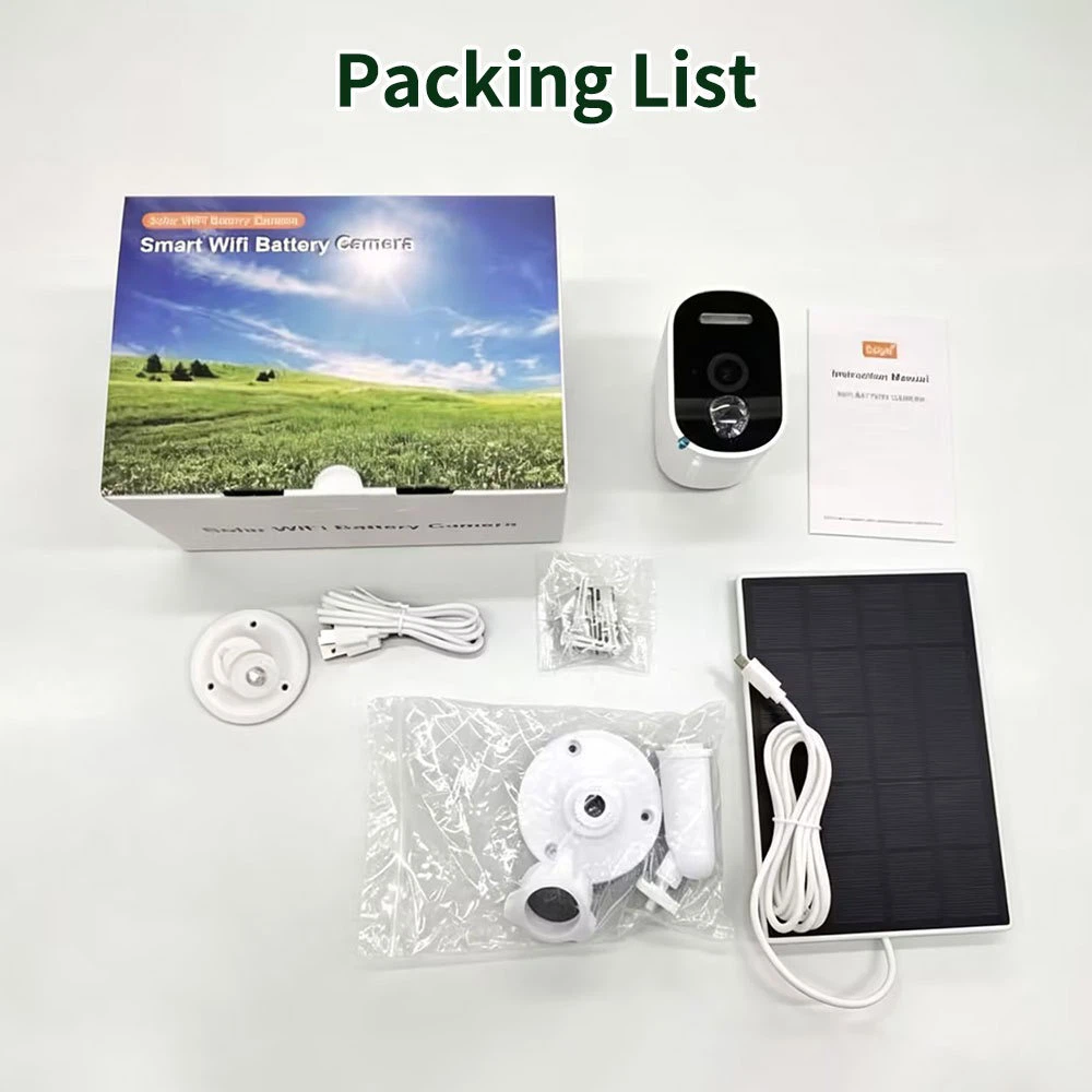 Solar Powered Ultra‑Low Power WiFi Security Camera, Outdoor Wire‑Free Battery Camera, Full‑Color Night Vision, Tuya Smart & Hopeway App Remote View, Human Motion Detection