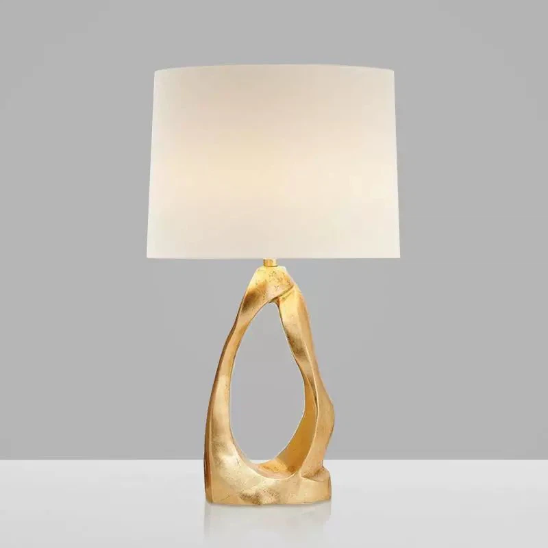 Modern Abstract Gold Sculpture Table Lamp, 3 Color Modes Creative Bedside Lamp