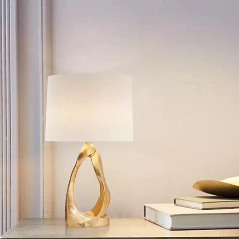 Modern Abstract Gold Sculpture Table Lamp, 3 Color Modes Creative Bedside Lamp