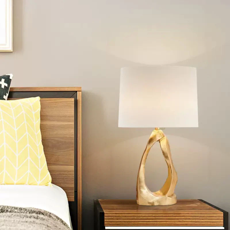 Modern Abstract Gold Sculpture Table Lamp, 3 Color Modes Creative Bedside Lamp