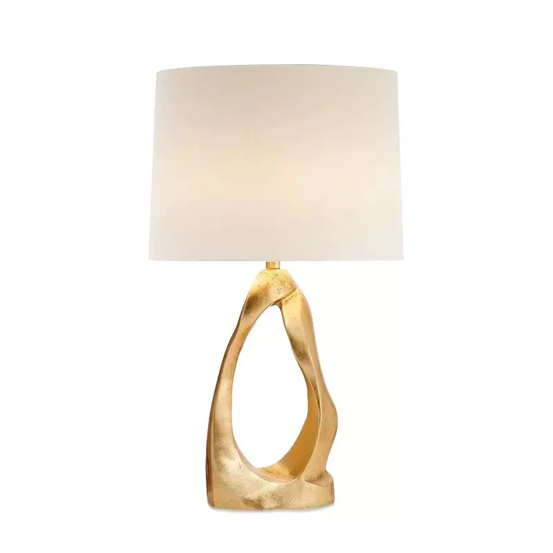 Modern Abstract Gold Sculpture Table Lamp, 3 Color Modes Creative Bedside Lamp