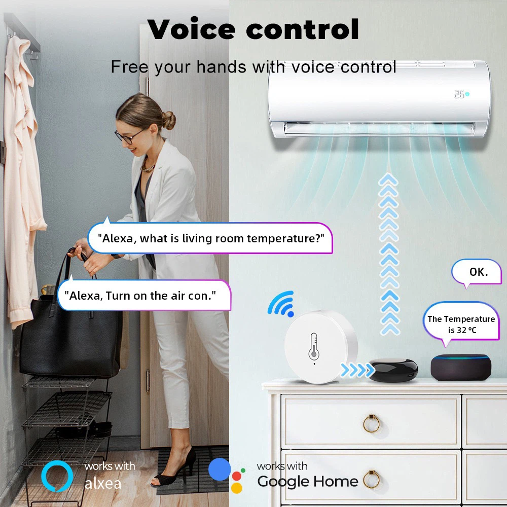 eWelink Zigbee Temperature Humidity Sensor, Smart Home Monitor, Works with Home Assistant, Zigbee2MQTT, Alexa & Google Assistant, Requires eWelink Zigbee Hub