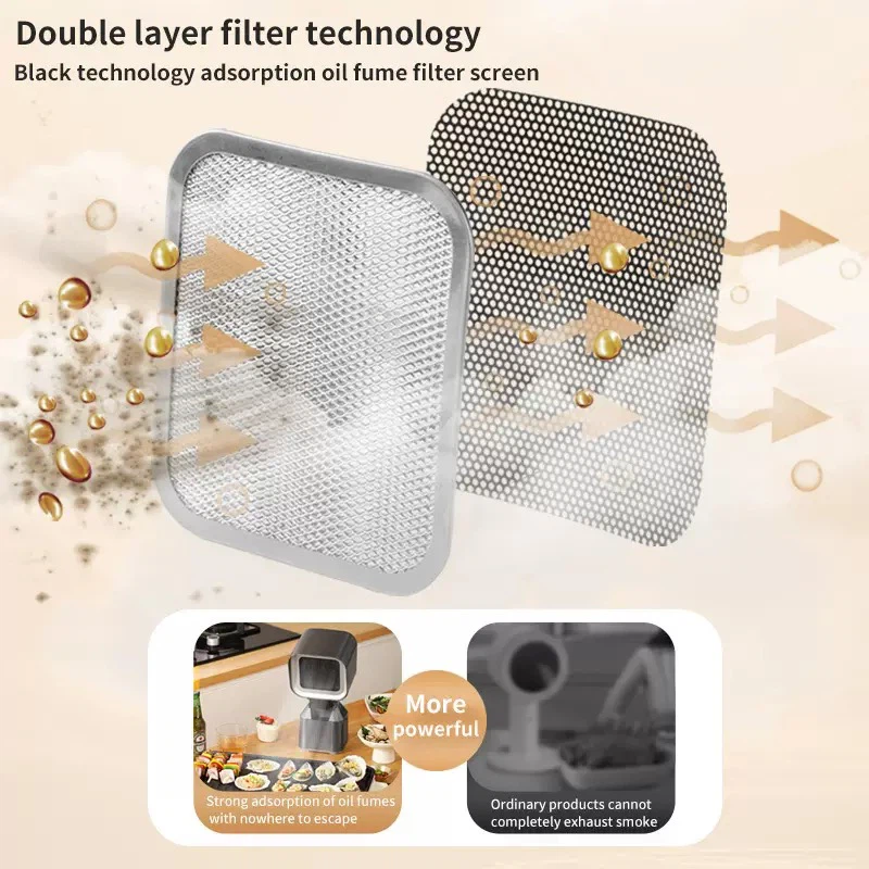 Portable Desktop Range Hood, Small Countertop Smoke Absorber, High Suction Home Kitchen Smoke Extractor for Hot Pot & BBQ