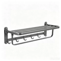 Gunmetal Gray Foldable Bathroom Towel Rack, Wall Mount Towel Holder with Hooks