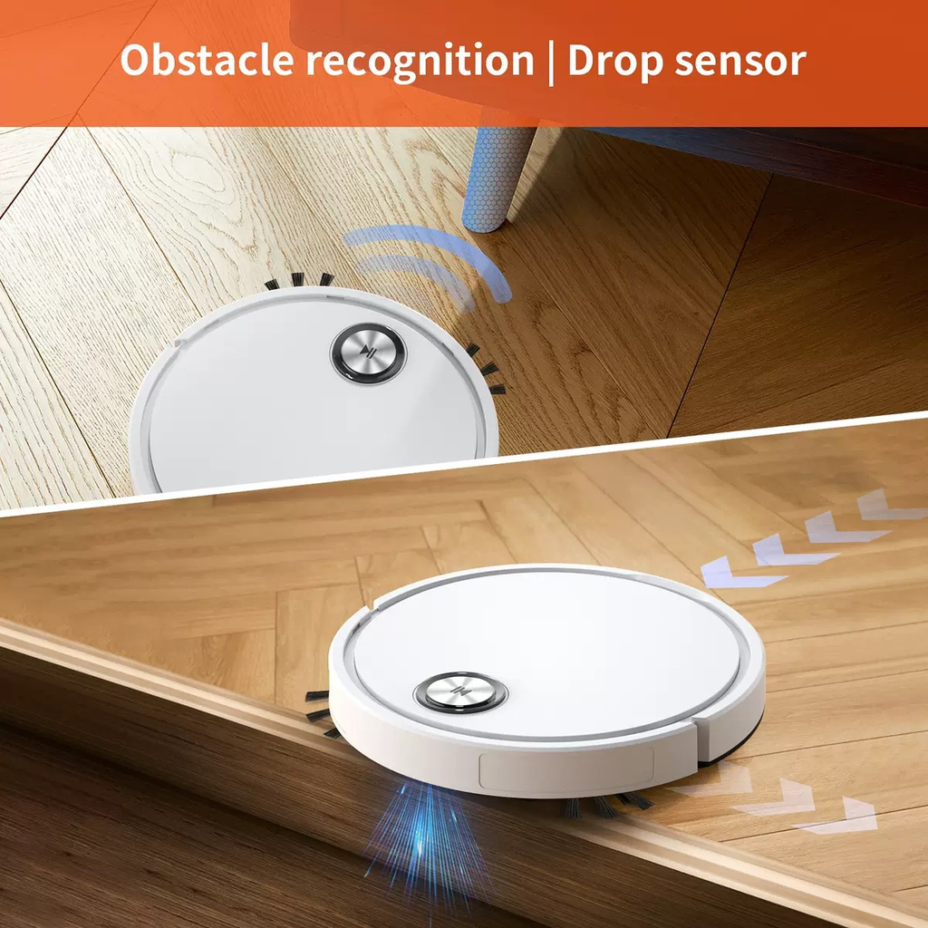 Smart Robot Vacuum, Remote Control 3-in-1 Sweep Vacuum Mop Robot with Anti-Drop Sensor