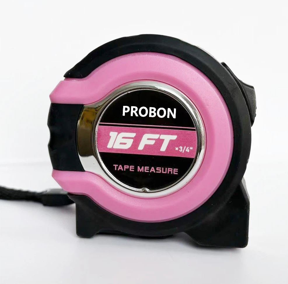 PROBON 16FT Pink Measuring Tape, 5m ×19mm Heavy Duty Retractable Tape Measure for Home DIY