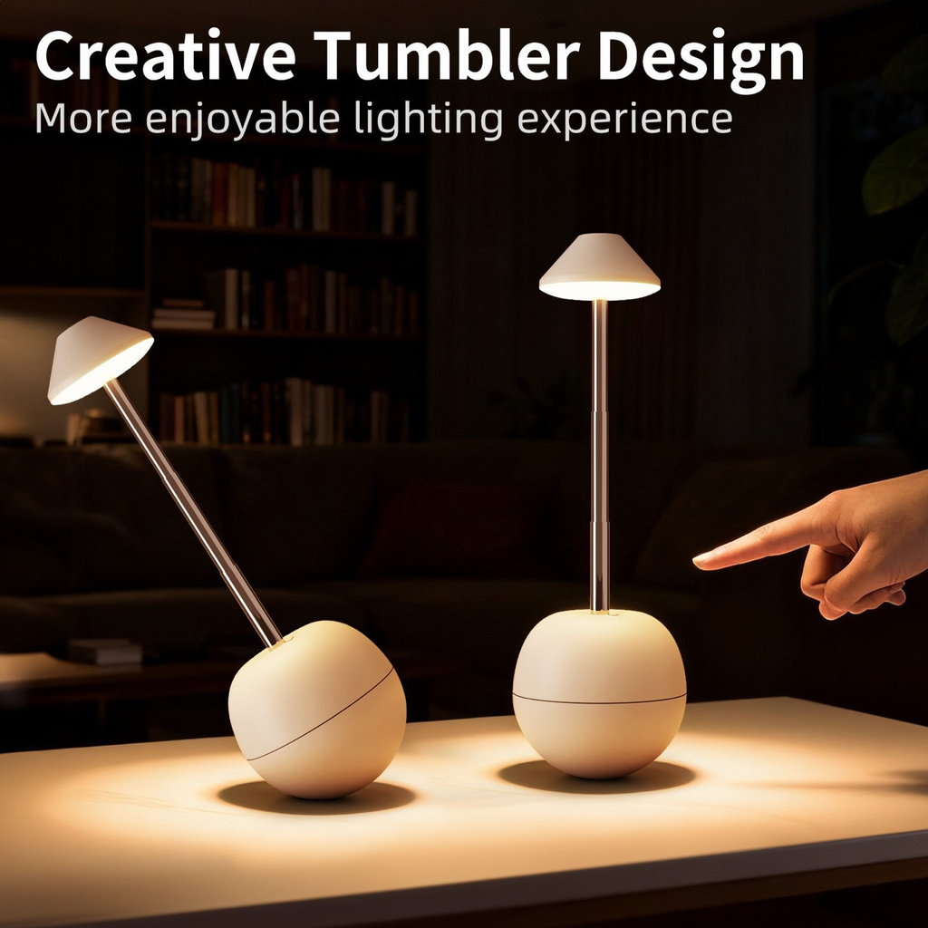 Tumbler Retractable RGB LED Table Lamp, Rechargeable Bedside Night Light