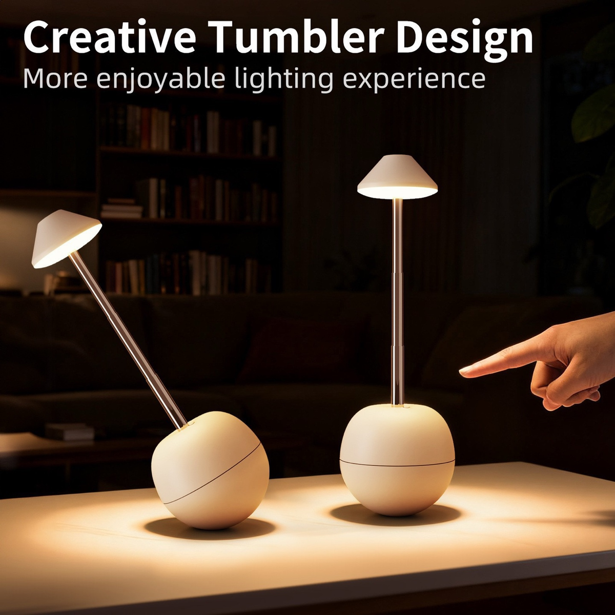 Tumbler Retractable RGB LED Table Lamp, Rechargeable Bedside Night Light