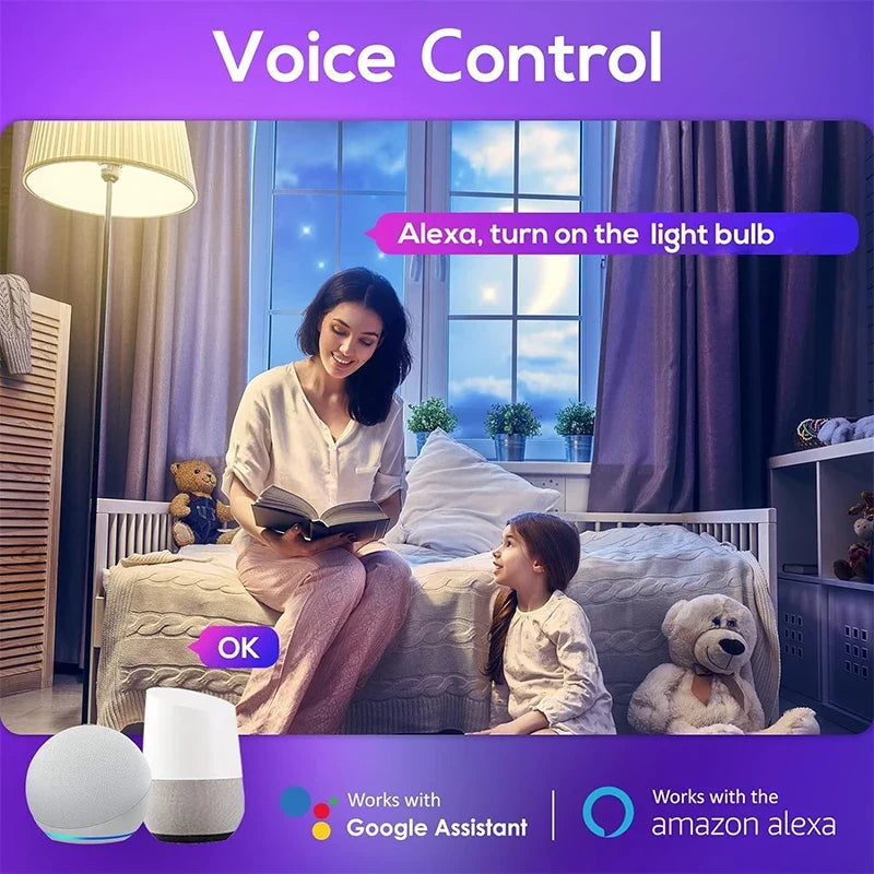 B22 Base TUYA Wifi Smart Bulb Bluetooth lamps Led RGB Smart Light 220V Alexa Google Assisatnt Voice Control Timing APP Group