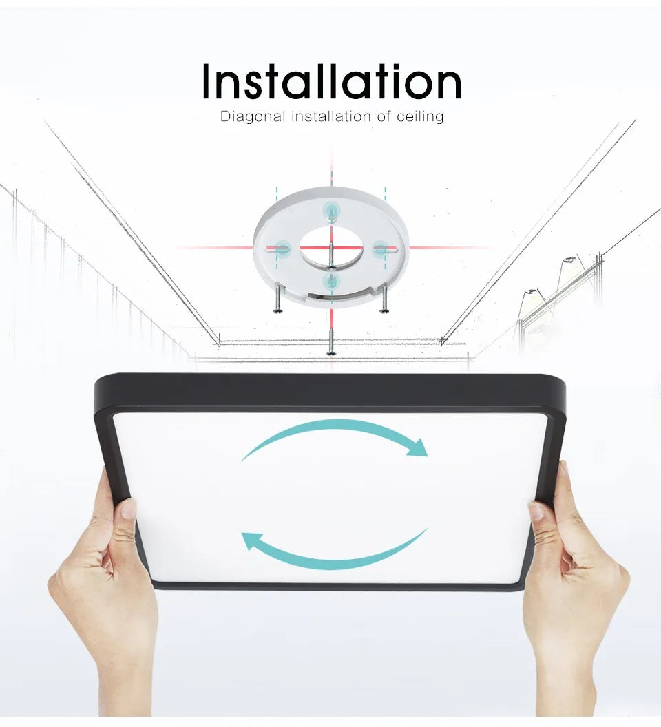 Smart LED Ceiling Lamp Wood Grain App Voice Control Alexa/Google Remote Control Square Ceiling Lights Living Room
