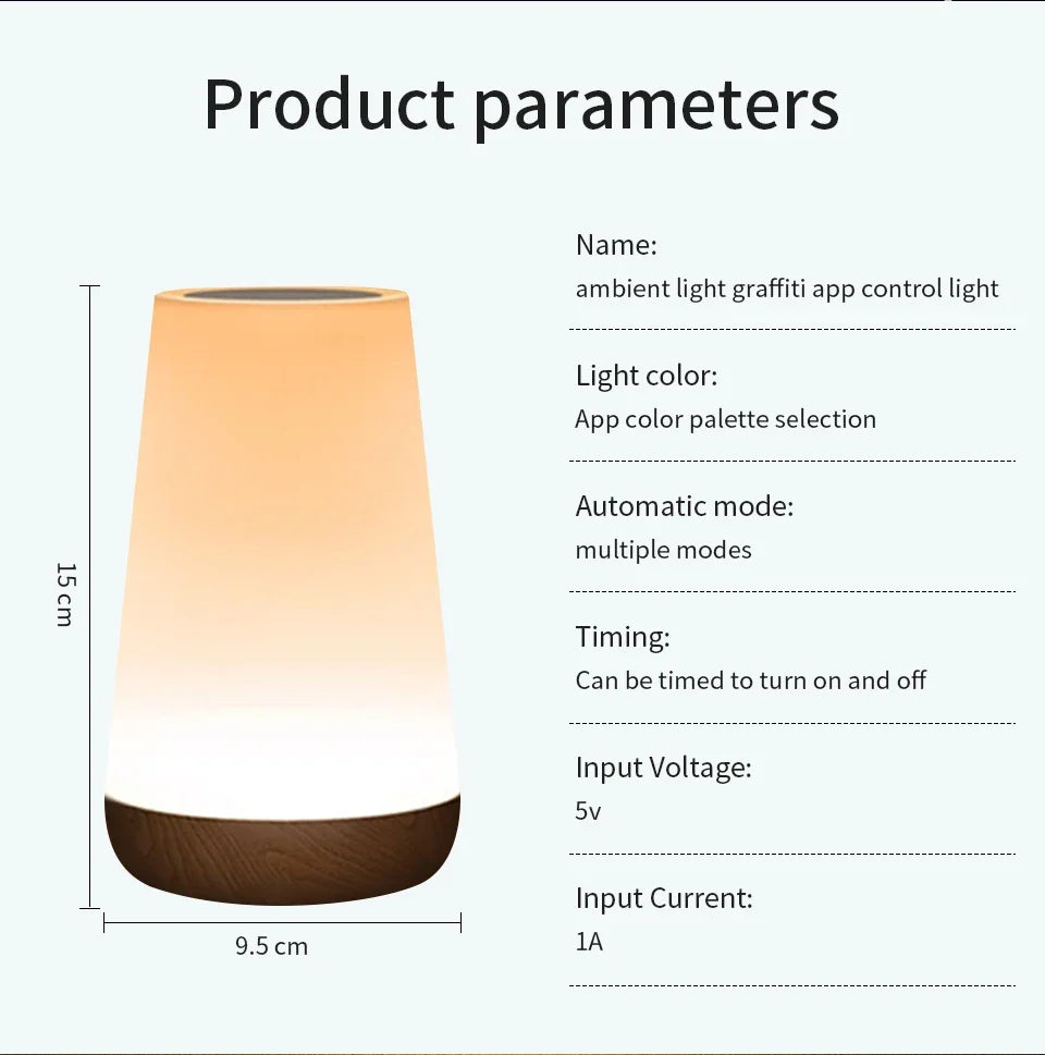 Tuya WiFi Smart Table Lamp Dimmable App Voice Control Desk Lamp RGB Touch Lamps Bedroom Night Light Work with Alexa Google Home