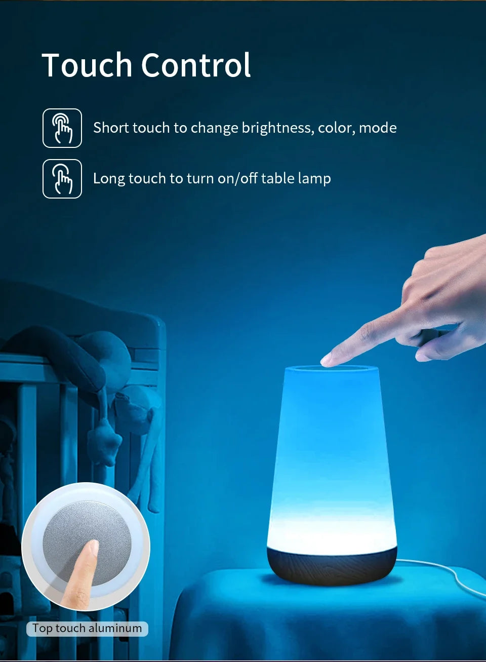 Tuya WiFi Smart Table Lamp Dimmable App Voice Control Desk Lamp RGB Touch Lamps Bedroom Night Light Work with Alexa Google Home