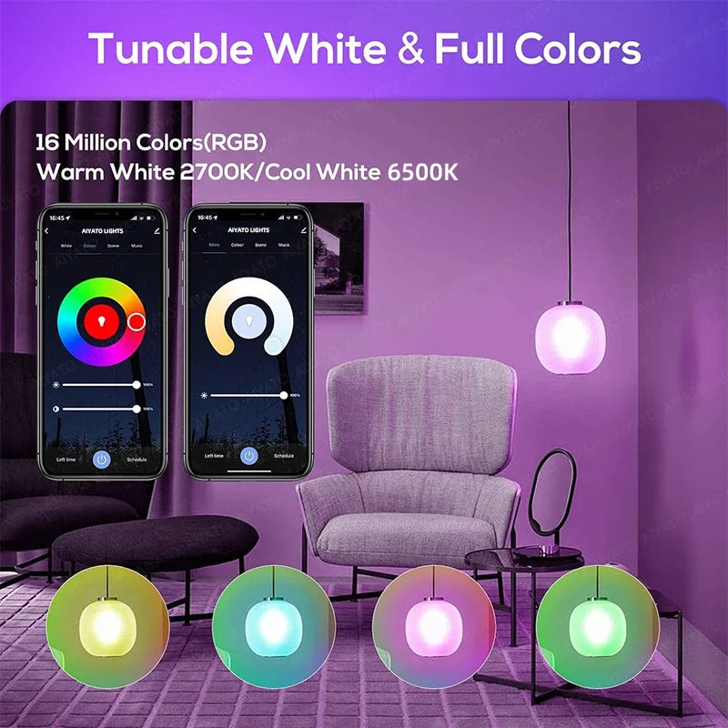 B22 Base TUYA Wifi Smart Bulb Bluetooth lamps Led RGB Smart Light 220V Alexa Google Assisatnt Voice Control Timing APP Group