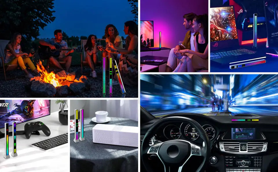 LED Ambient Light RGB Table Lamp Bluetooth Music Sync Night Light USB Rechargeable Desk Mood Light for Car PC Gaming Room Decor